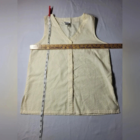 Cacique Yellow Stripe Floral Button Front Top sz S - Picture 3 of 8